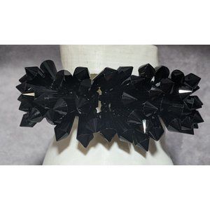 Glam Goth Spiky Black Glass Bracelet